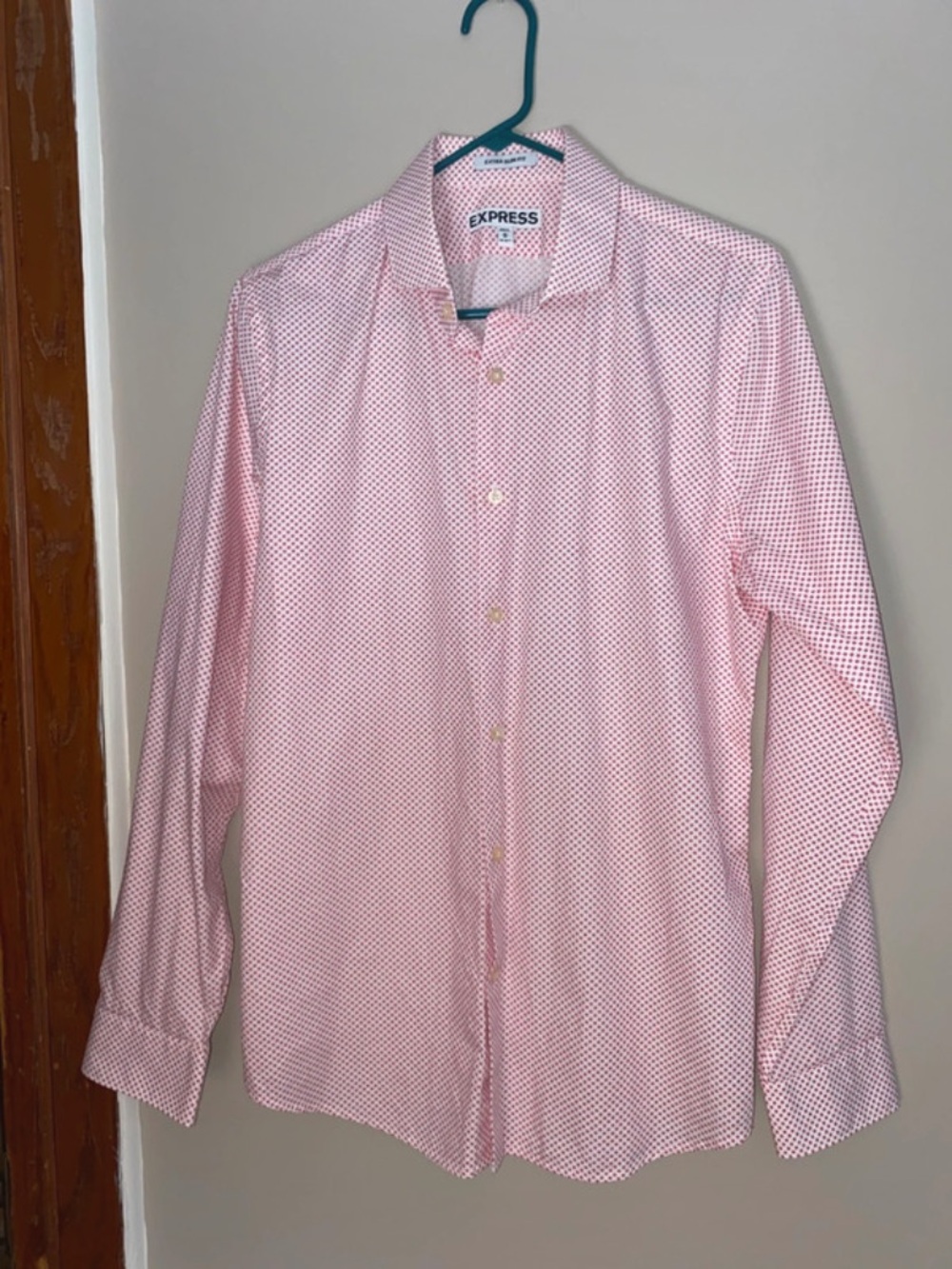 Express Men’s Extra Slim Fit Pink Micro-Dot Dress Shirt
